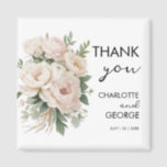 white pink peonies floral rustic wedding favours magnet<br><div class="desc">white pink peonies floral rustic wedding favours,  easily customised and personalised for your special wedding events by adding text of name and date</div>