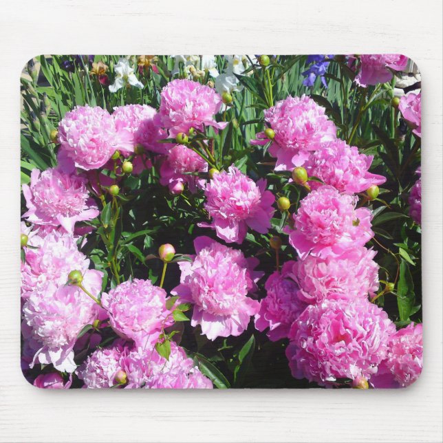 White Pink Peony Mousepad (Front)