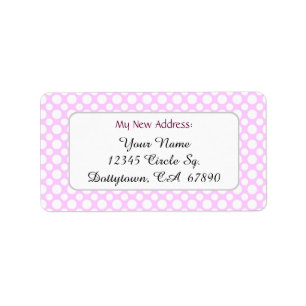 White Pink Polka Dots Custom New Address Label