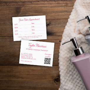 White Pink Practical QR Code Multi Appointment  Card