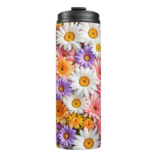 White Pink Purple Daisies  -  Thermal Tumbler