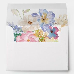 White Pink & Purple Floral  Envelope