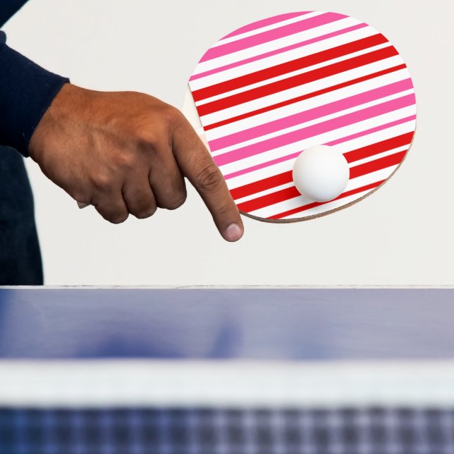 White Pink Red Vertical Stripes Design   Ping Pong Paddle (Insitu)