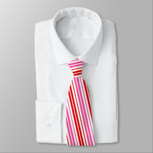 White Pink Red Vertical Stripes Design Tie