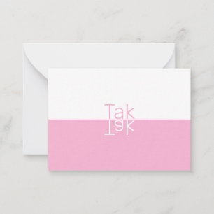 White & Pink Reflection Modern Danish Thank You Card