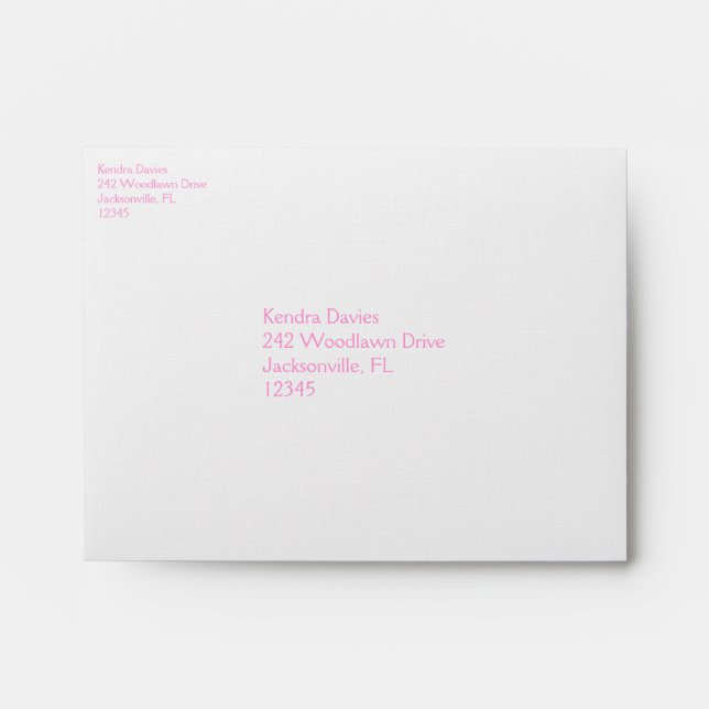White & Pink Return Address Envelope A2 (Front)