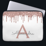 White Pink Rose Gold Glitter Sparkle Monogram Laptop Sleeve<br><div class="desc">White and Pink - Rose Gold Faux Dripping Modern and Elegant Girly Glitter and Sparkle Elegant Monogram Case. This case can be customised to include your initial and first name.</div>