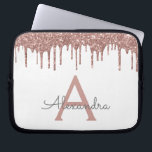 White Pink Rose Gold Glitter Sparkle Monogram Laptop Sleeve<br><div class="desc">White and Pink - Rose Gold Faux Dripping Modern and Elegant Girly Glitter and Sparkle Elegant Monogram Case. This case can be customised to include your initial and first name.</div>