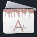 White Pink Rose Gold Glitter Sparkle Monogram Laptop Sleeve<br><div class="desc">White and Pink - Rose Gold Faux Dripping Modern and Elegant Girly Glitter and Sparkle Elegant Monogram Case. This case can be customised to include your initial and first name.</div>