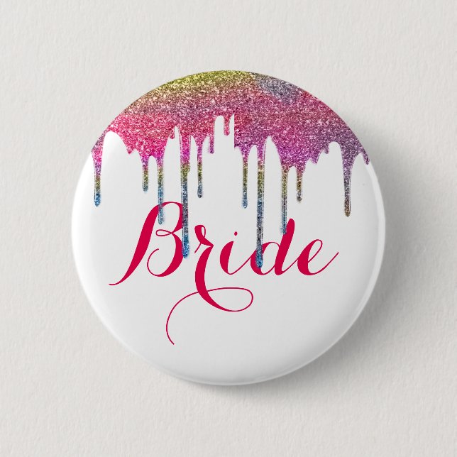 White Pink Script Wedding Bride 6 Cm Round Badge (Front)