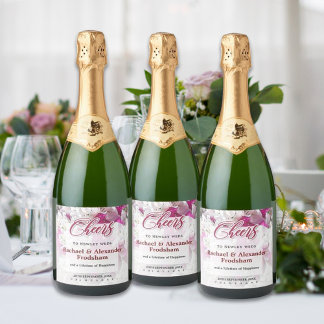 White Pink Sparkling Champagne Labels