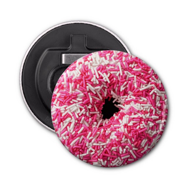 White Pink Sprinkles Doughnut Bottle Opener (Front)