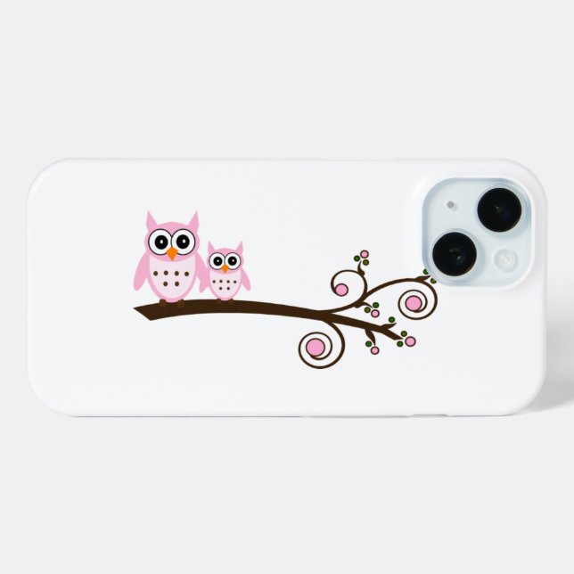 White & Pink Theme Owl Case-Mate iPhone Case (Back (Horizontal))