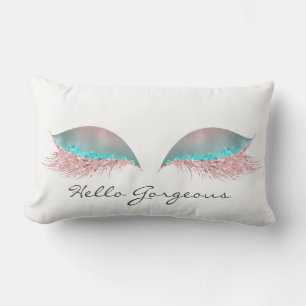 White Pink Tiffany  Makeup Lashes Hello Gorgeous Lumbar Cushion