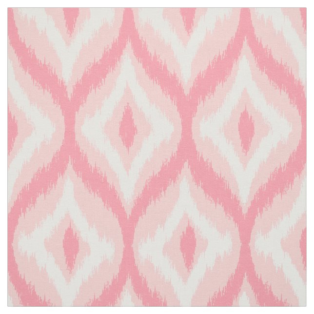 White & Pink Tones Quatrefoil Ikat Pattern Fabric (Swatch)