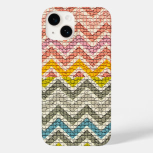 WHITE PINK YELLOW GREY BLUE MOSAIC CHEVRONS Case-Mate iPhone 14 CASE
