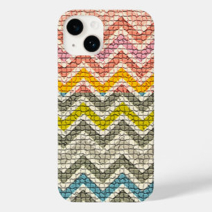 WHITE PINK YELLOW GREY BLUE MOSAIC CHEVRONS Case-Mate iPhone 14 CASE