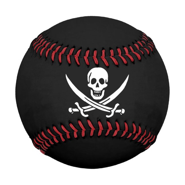 White, Pirate Flag Calico Jack, Skull & Cutlass  Baseball (Front)
