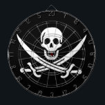 White, Pirate Flag Calico Jack, Skull & Cutlass Dartboard<br><div class="desc">A low growl rumbled across the waves, not from the storm brewing on the horizon, but from Captain Jack's throat. His dark eyes, usually gleaming with mischief, held a steely glint as he surveyed the approaching ship. The "Revenge, " his sloop, heeled slightly in the choppy water, its black hull...</div>