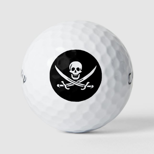 White, Pirate Flag Calico Jack, Skull & Cutlass Golf Balls (Front)