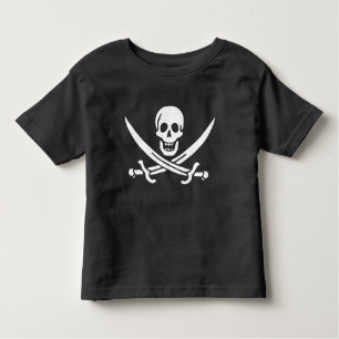 White, Pirate Flag Calico Jack, Skull & Cutlass  Toddler T-Shirt