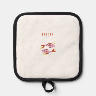 White Pisces, zodiac, star sign print Pot Holder