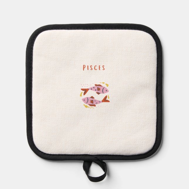 White Pisces, zodiac, star sign print Pot Holder (Front)