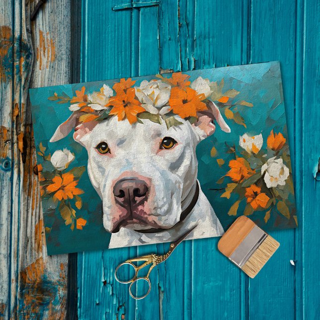 White Pit Bull  Decoupage Tissue Paper (Creator Uploaded)