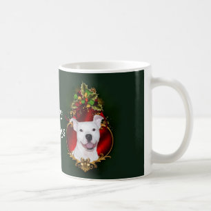 White pitbull Christmas Coffee Mug