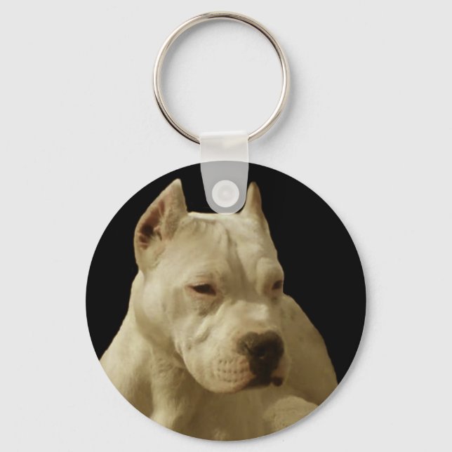 White pitbull keychain (Front)