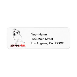 White Pitbull Puppy ADOPT-A-BULL Return Address Label