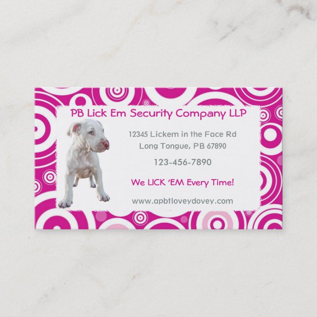 White Pitbull Puppy Business Cards (Front)