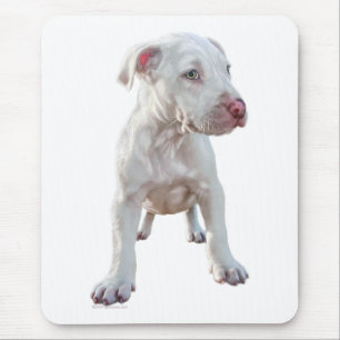 White Pitbull Puppy Mouse Pad