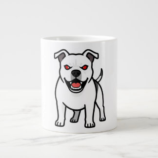 White Pitbull Red Eyes Angry Cartoon Dog Gift Large Coffee Mug
