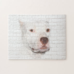 White Pitbull Terrier Jigsaw Puzzle