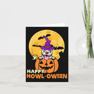 White Pitbull Witch Dog Lover Happy Halloween Cost Card