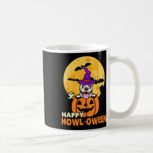 White Pitbull Witch Dog Lover Happy Halloween Cost Coffee Mug