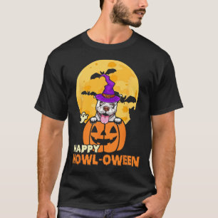 White Pitbull Witch Dog Lover Happy Halloween Cost T-Shirt