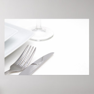 White place setting poster