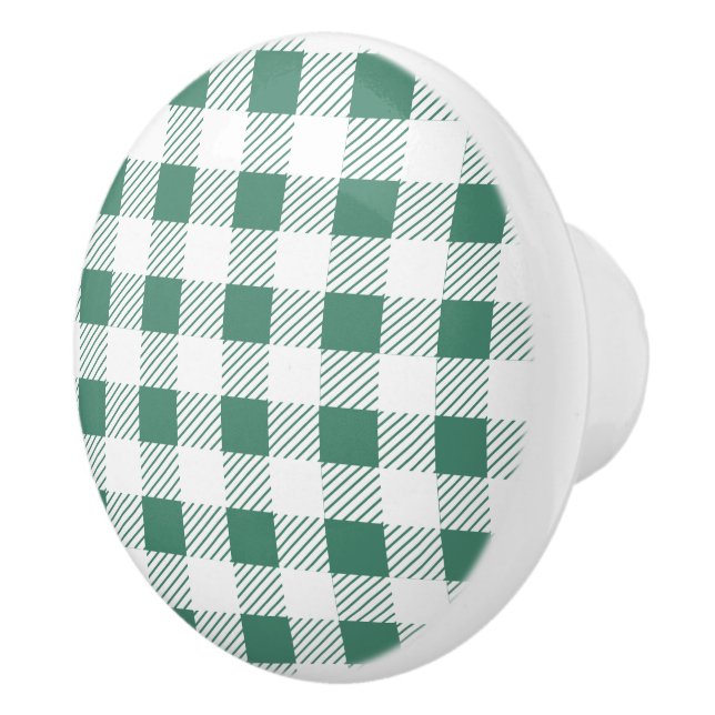White Plaid Pattern Custom Ceramic Knob (Right)