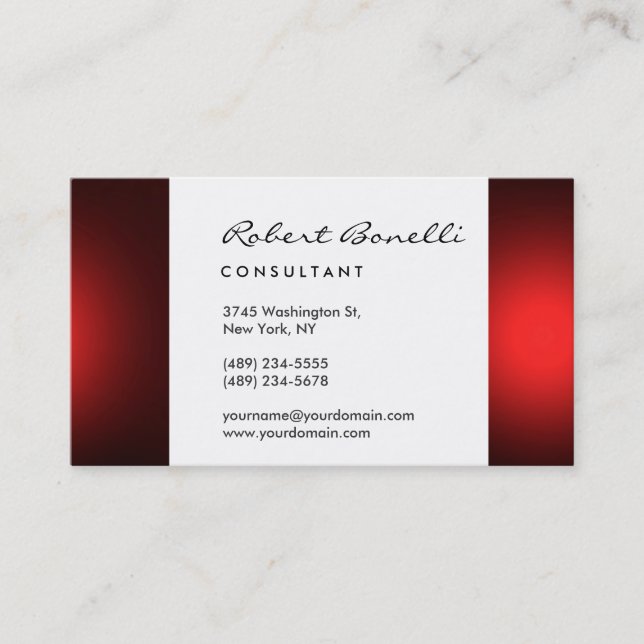 White Plain Modern Consultant Business Card (Front)