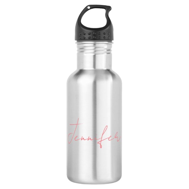 White Plain Modern Handwriting Your Name 710 Ml Water Bottle (Front)