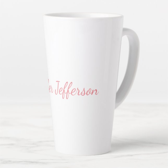 White Plain Modern Handwriting Your Name Latte Mug (Right Angle)
