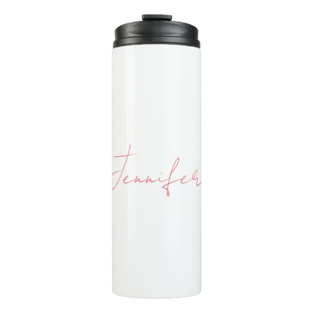 White Plain Modern Handwriting Your Name Thermal Tumbler (Front)