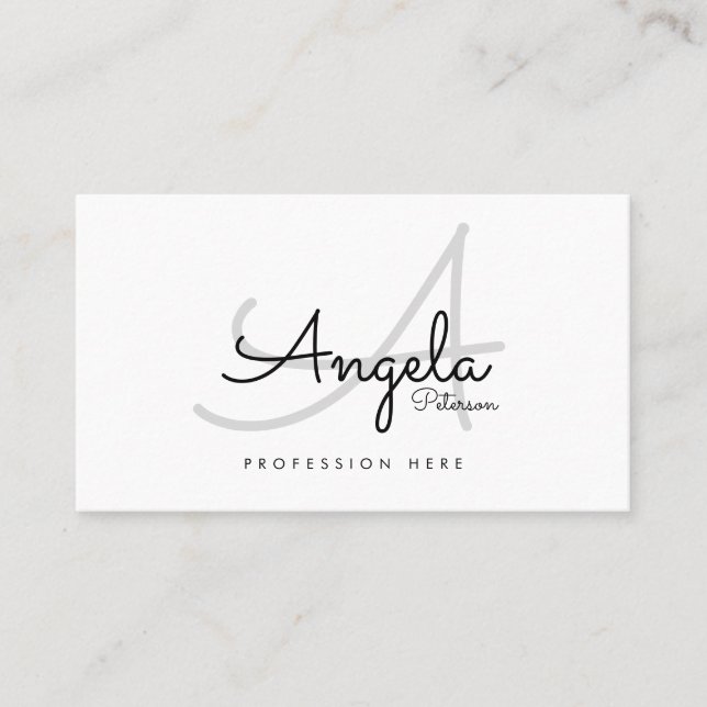 white plain pro contact-card / original monogram calling card (Front)