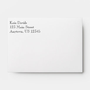 White Plain Simple A6 4x6 Return Address Envelopes