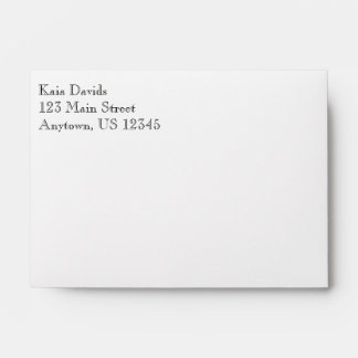 White Plain Simple A6 4x6 Return Address Envelopes
