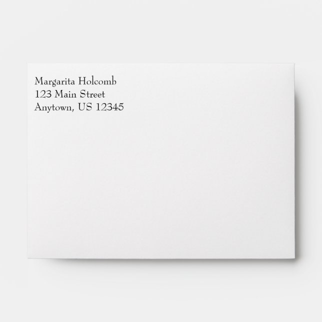White Plain Simple A6 4x6 Return Address Envelopes (Front)