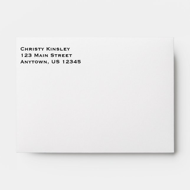 White Plain Simple A6 4x6 Return Address Envelopes (Front)