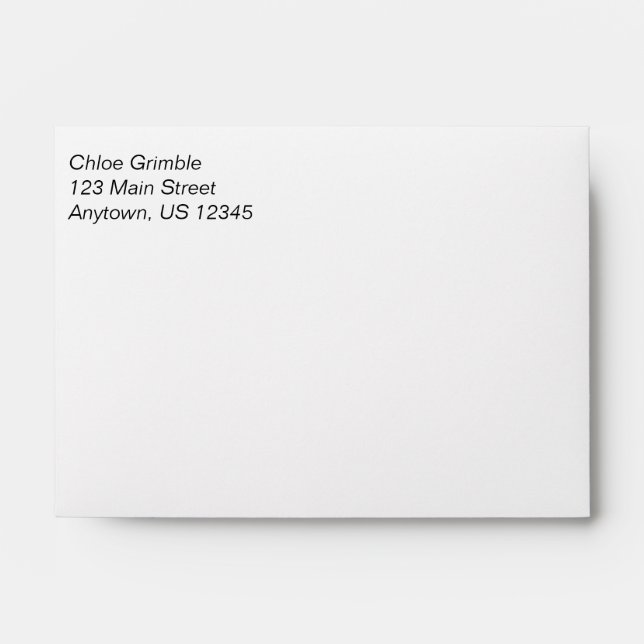 White Plain Simple A6 4x6 Return Address Envelopes (Front)